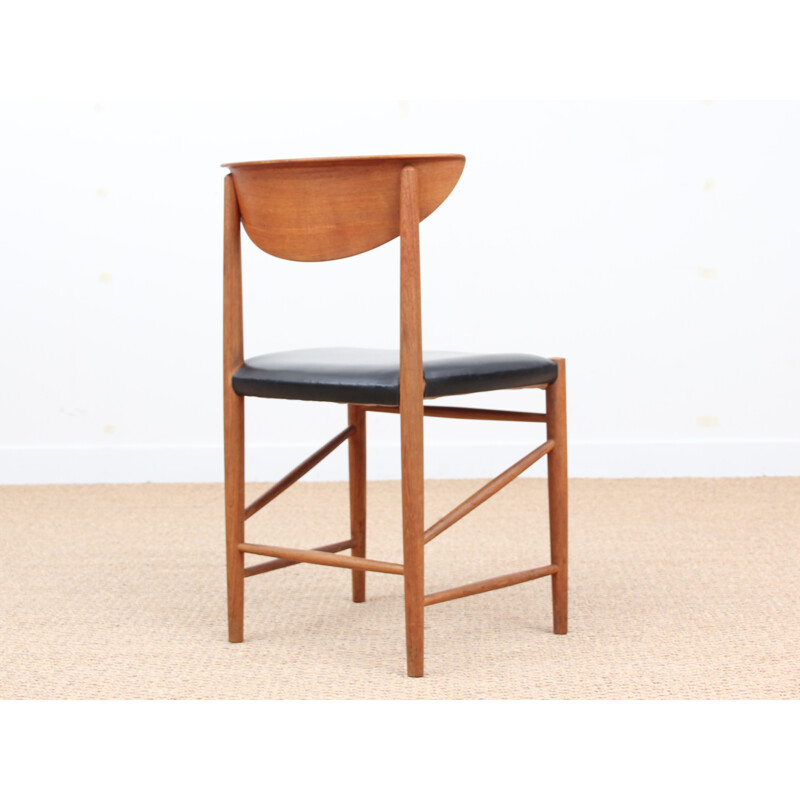 Set of 6 Scandinavian teak and leather, 317 model - 1950s