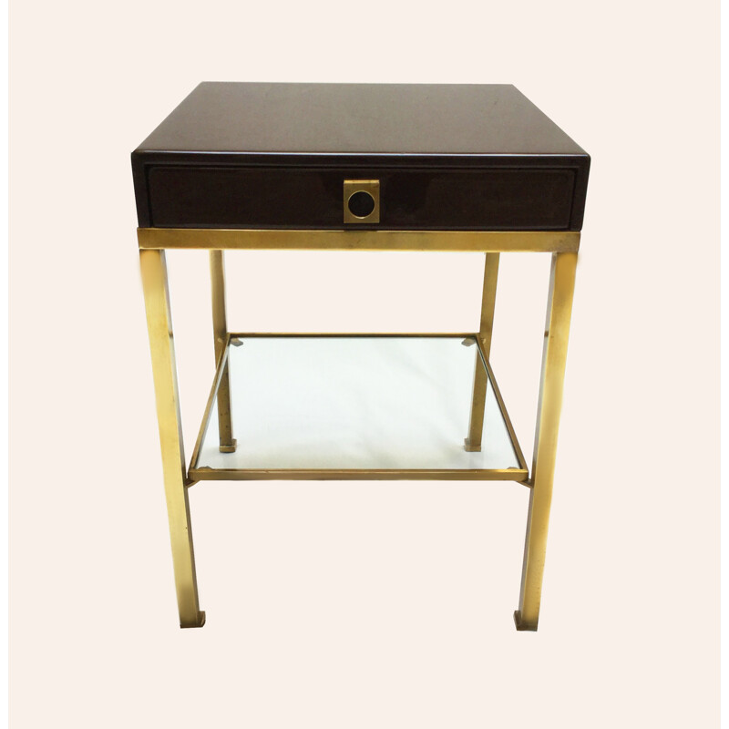 Bedside table in bronze and lacquer by Guy Lefèvre for Maison Jansen - 1970s