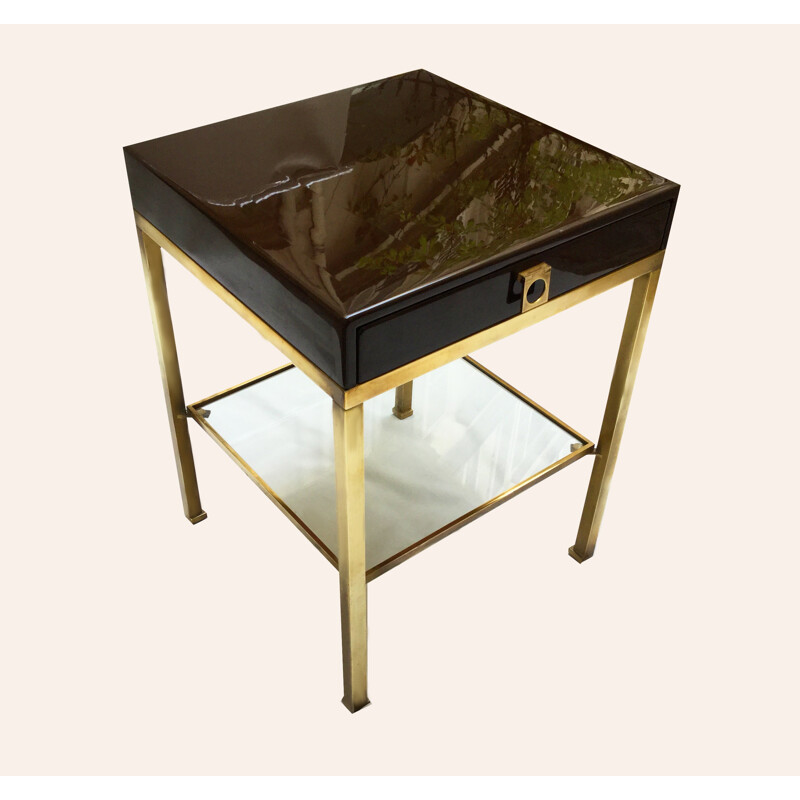 Bedside table in bronze and lacquer by Guy Lefèvre for Maison Jansen - 1970s