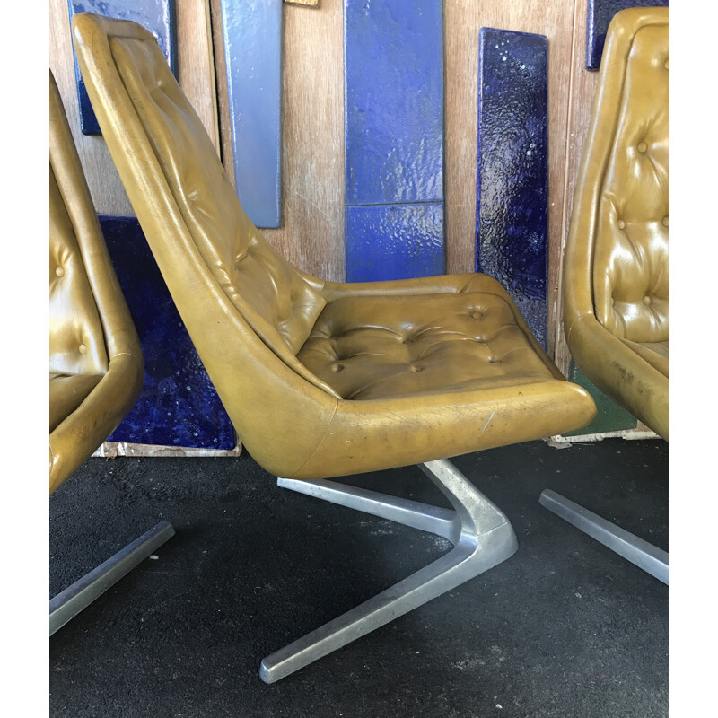 Suite de 6 fauteuils dorées aluminium vintage - 1960
