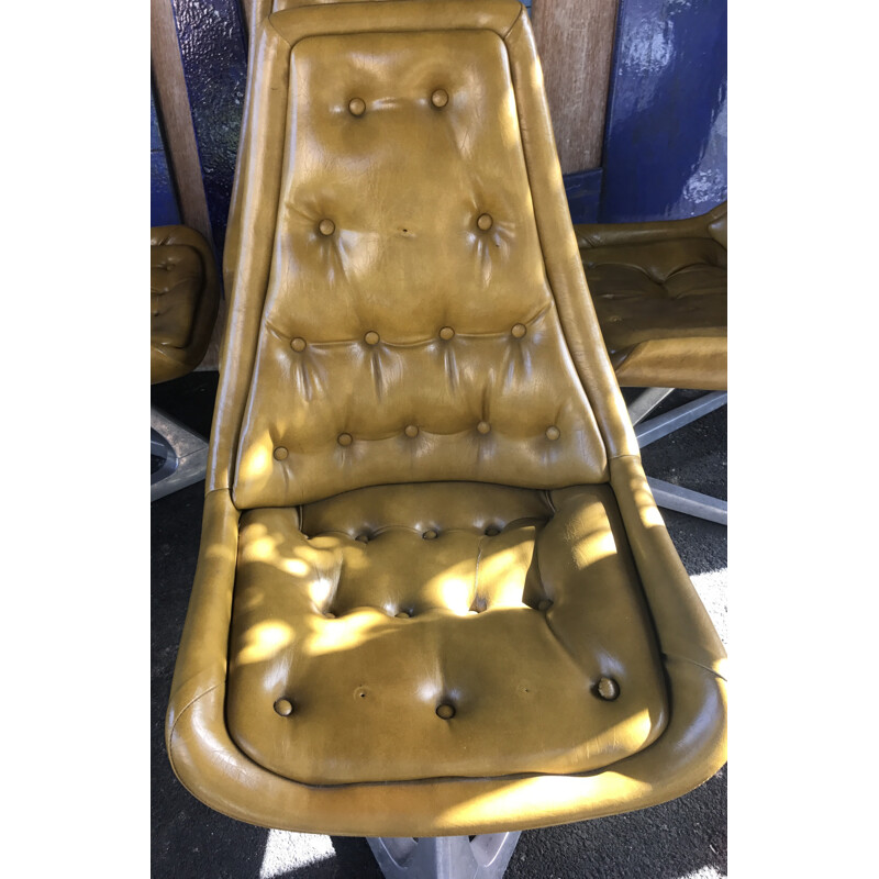 Set of 6 mid-century golden aluminium easy chairs - 1960s