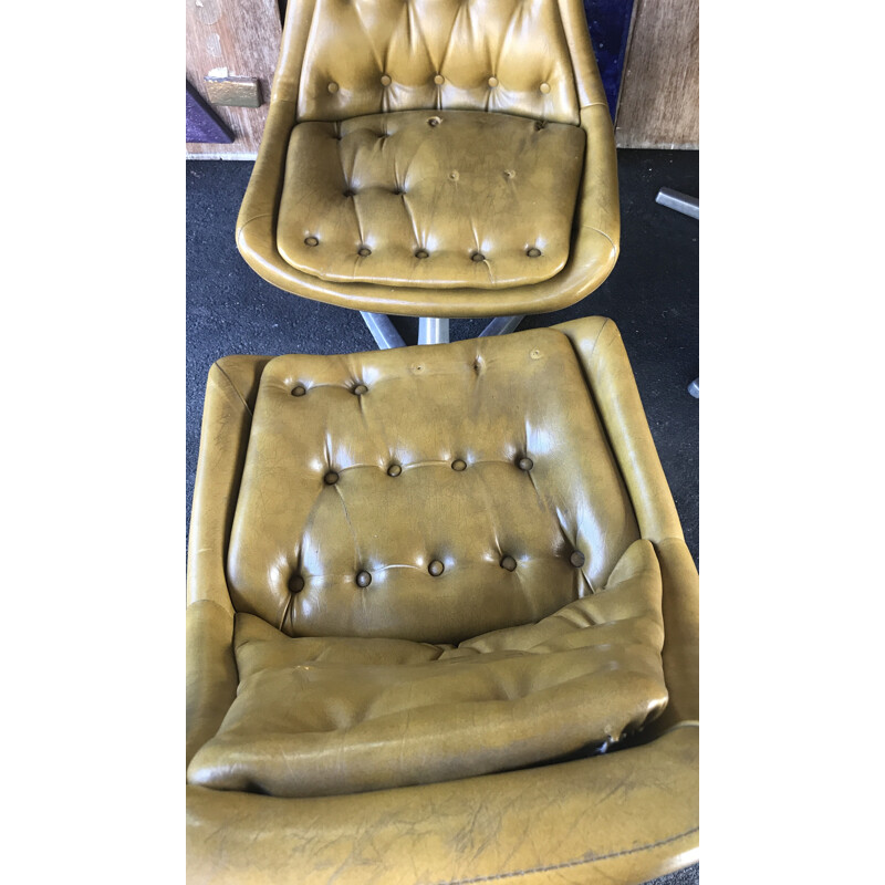 Set of 6 mid-century golden aluminium easy chairs - 1960s