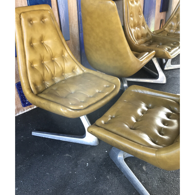 Suite de 6 fauteuils dorées aluminium vintage - 1960