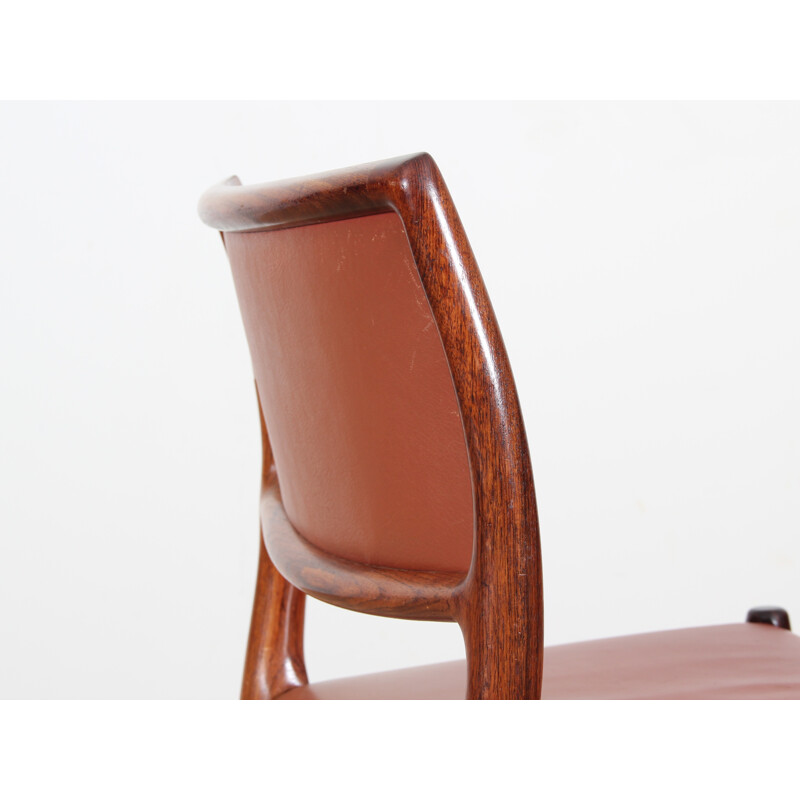 Set of 6 Rio rosewood chairs 80 model de Niels Møller - 1960s