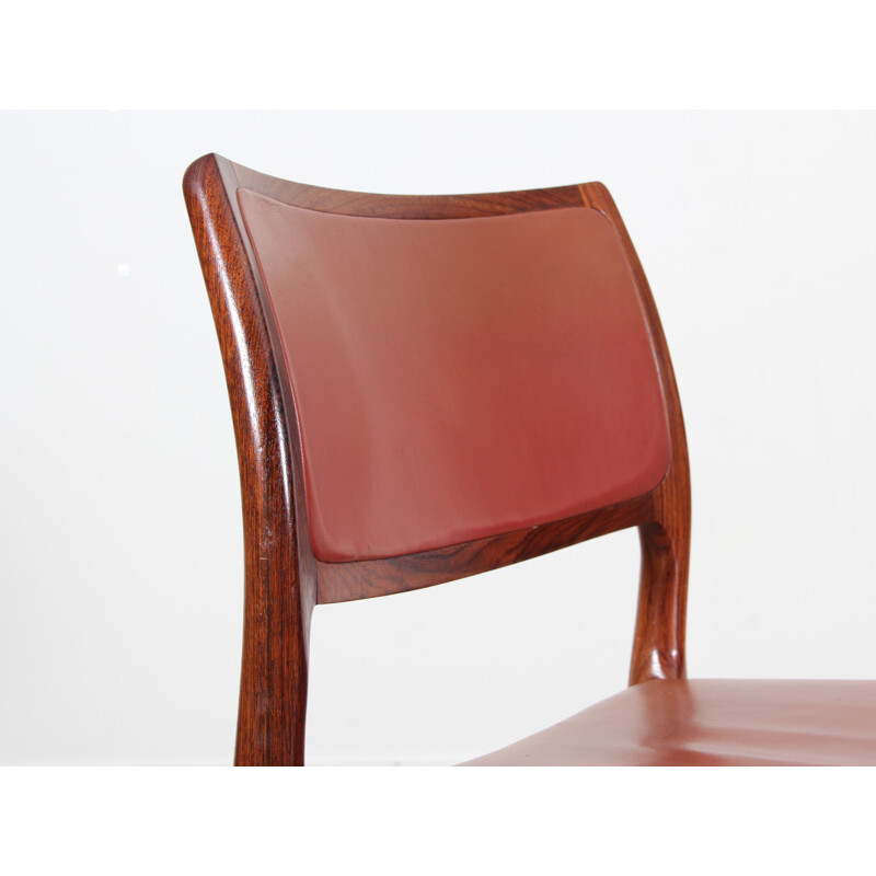 Set of 6 Rio rosewood chairs 80 model de Niels Møller - 1960s