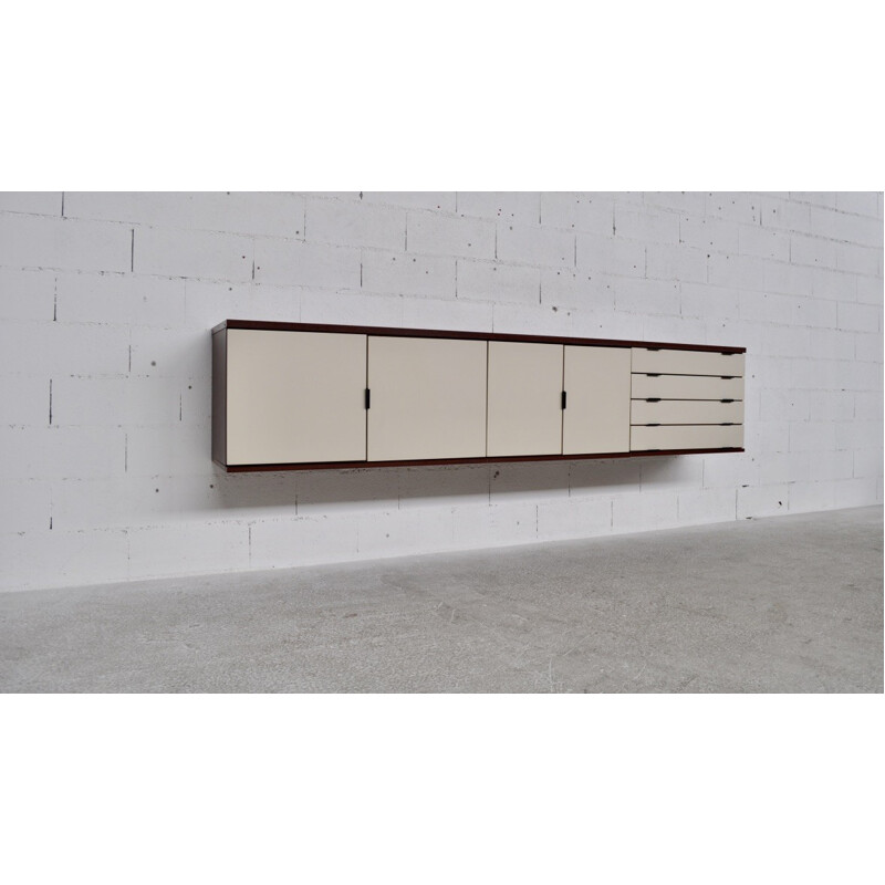 Vintage adjustable walnut and lacquered sideboard - 1970s