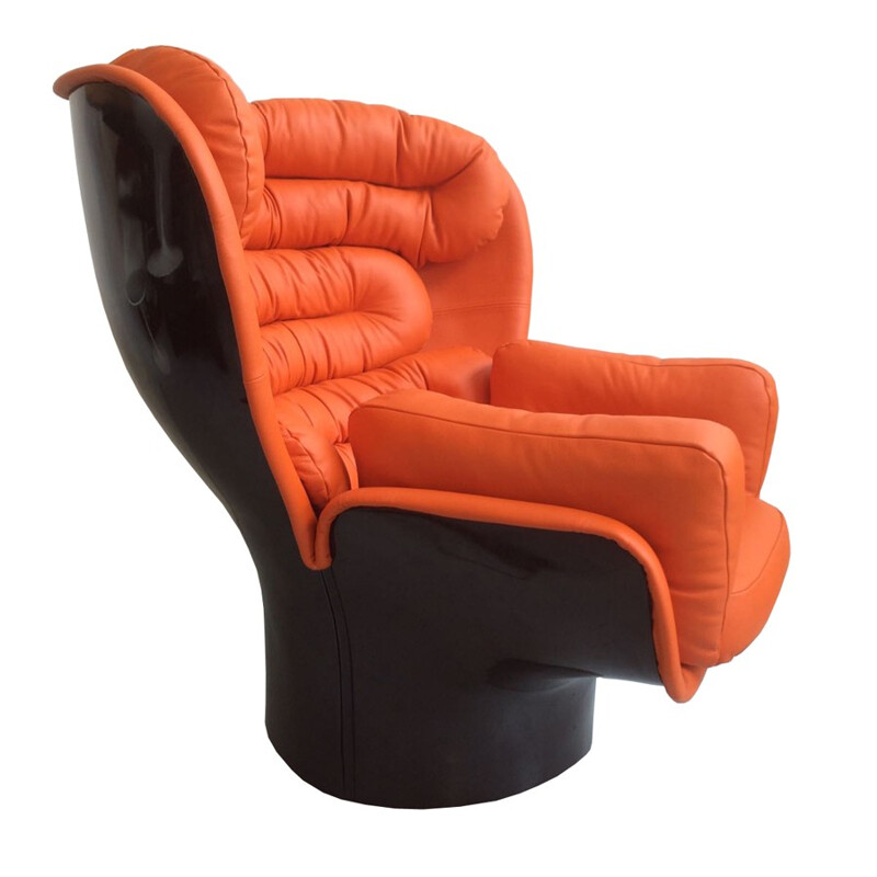 Vintage orange "Elda" armchair by Joe Colombo for Comfort - 1970s