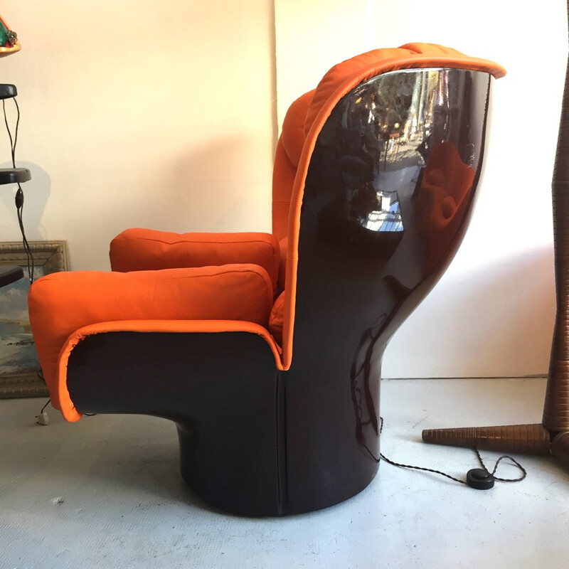 Vintage orange "Elda" armchair by Joe Colombo for Comfort - 1970s