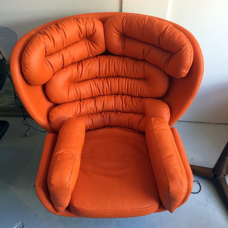 Vintage orange "Elda" armchair by Joe Colombo for Comfort - 1970s