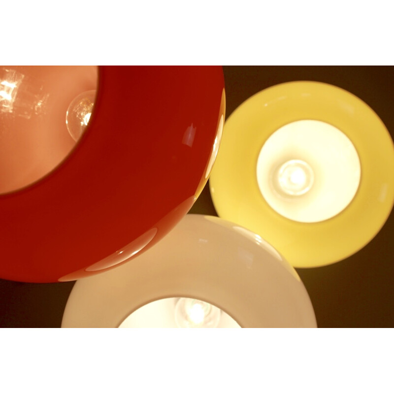 Three Colored Murano Glass Pendant Lamp from Venini - 1970s