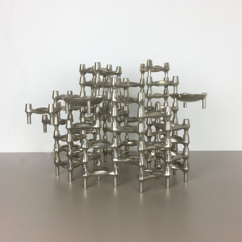 Set of 52 vintage candle holders by Caesar Stoffi for BMF Nagel, Germany 1970