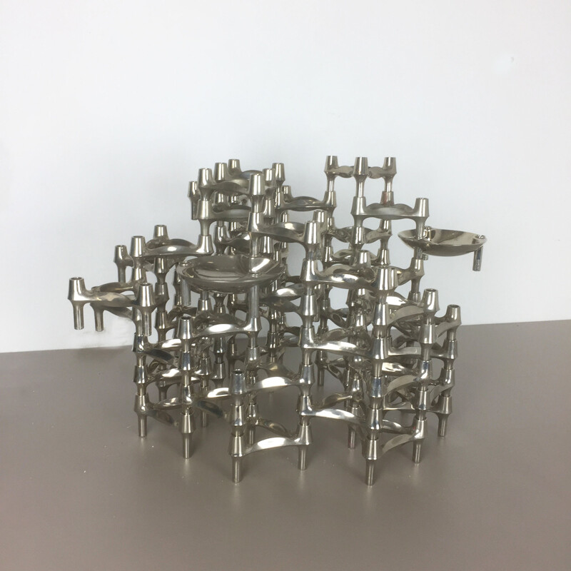 Set of 52 vintage candle holders by Caesar Stoffi for BMF Nagel, Germany 1970