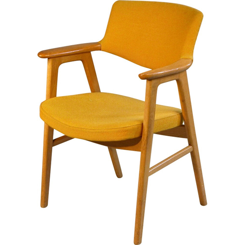 Armchair in Oak and Yellow Fabric by E. Kirkegaard for Høng Stolefabrik - 1960s