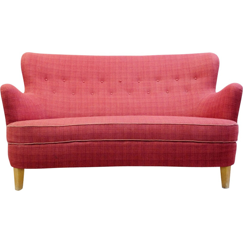 Vintage pink sofa by Carl Malmsten for Sjogren - 1960s