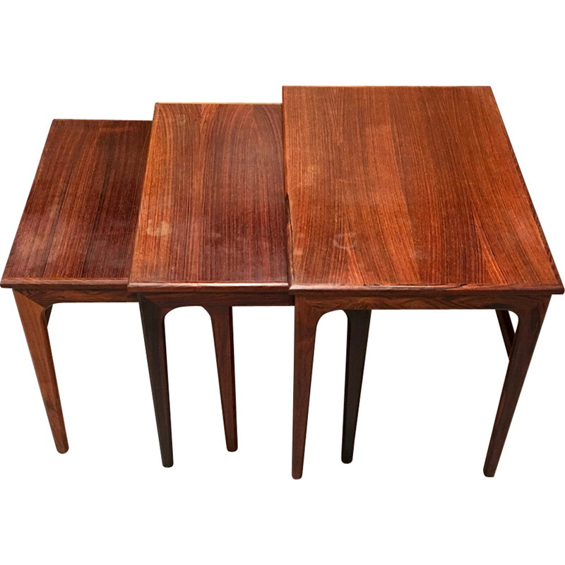 Set of rosewood nesting coffee table - 1950s