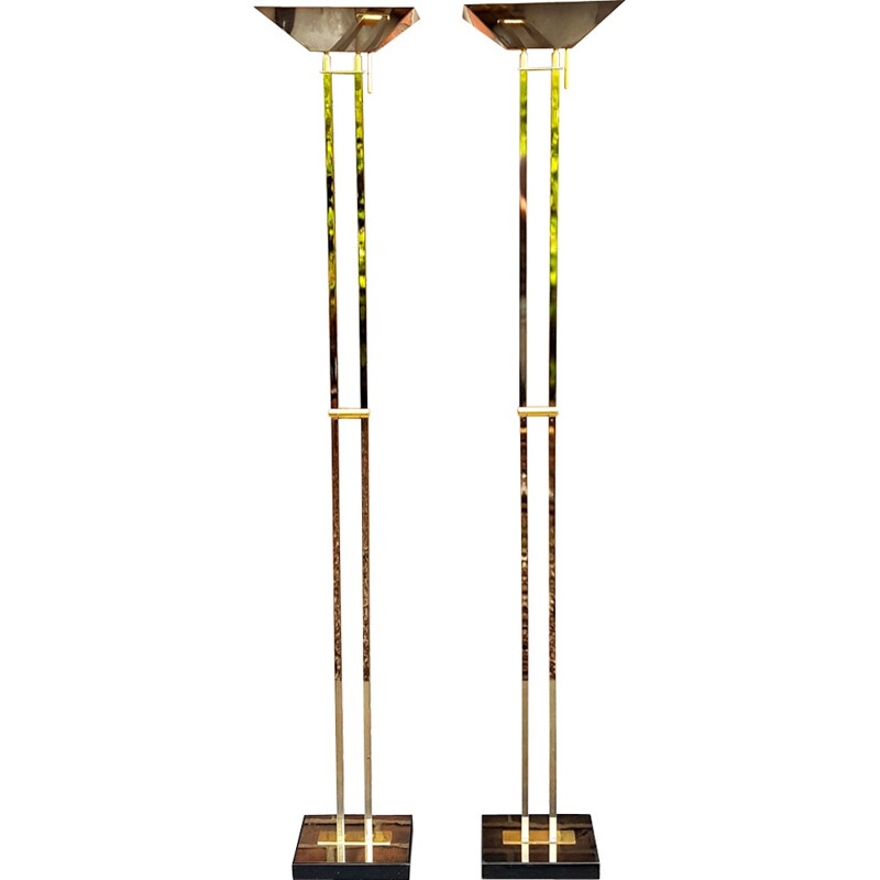 Pair of brass floor lamps by Lusterie Deknudt - 1970s