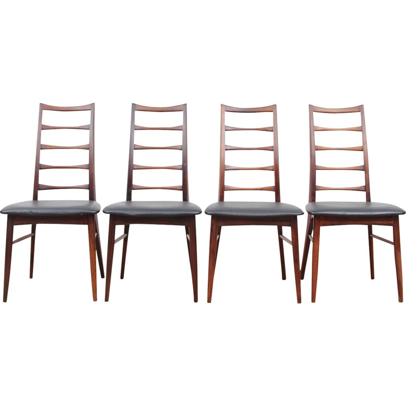 Set of 4 scandinavian Rio rosewood chairs Lis Model by Niels Koefoed - 1950s 