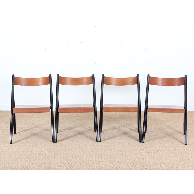 Set of 4 vintage Scandinavian teak chairs - 1960s