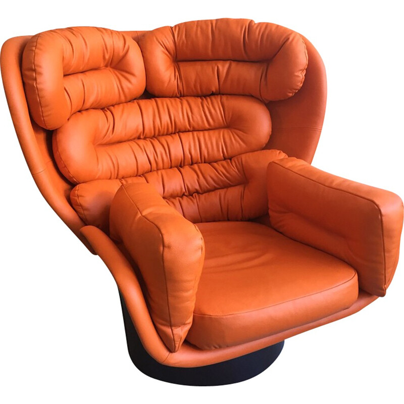Vintage orange "Elda" armchair by Joe Colombo for Comfort - 1970s