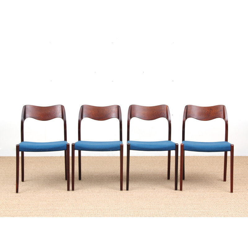 Suite of 4 Rio rosewood Model 71 chairs by Niels O. Moller - 1950s