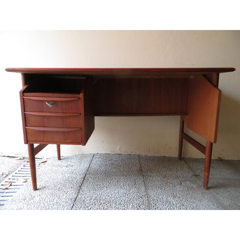 Danish double face teak desk by Tibergaard - 1960s