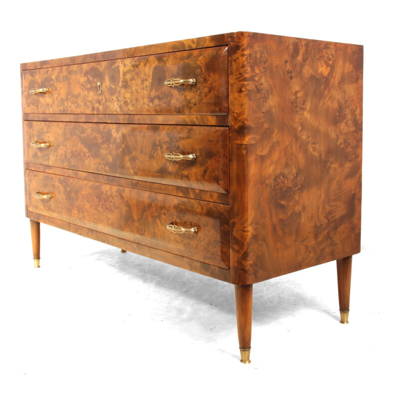 Italian Burr Maple Commode - 1950s