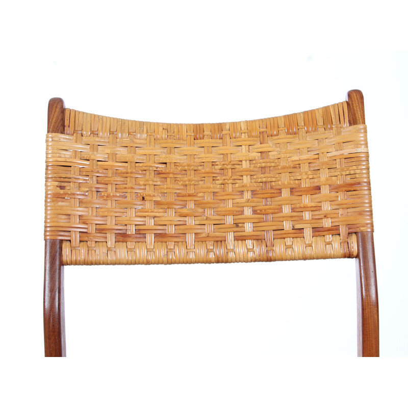 Suite of 4 Scandinavian teak and cane chairs by Aksel Bender Madsen - 1950s