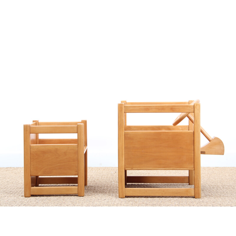 Set of scandinavian multifunctional table and chairs for children - 1937