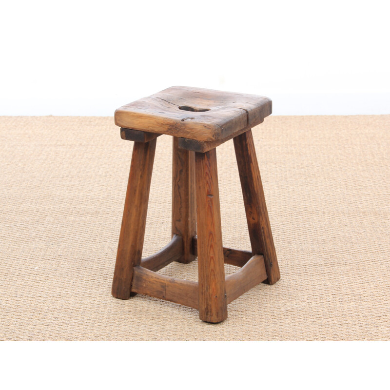 Tabouret vintage suèdois en pin - 1930