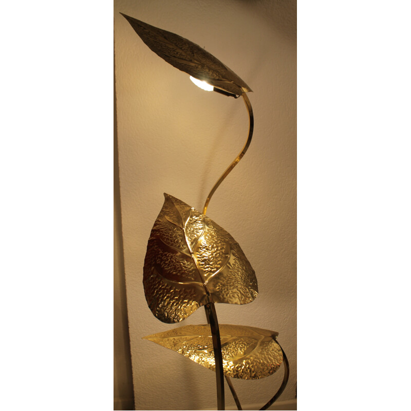 Lampadaire vintage à 3 feuilles de Tommaso Barbi - 1970