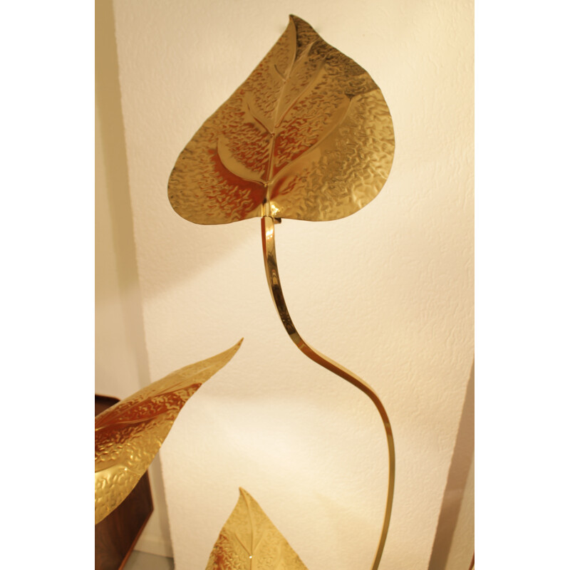 Lampadaire vintage à 3 feuilles de Tommaso Barbi - 1970