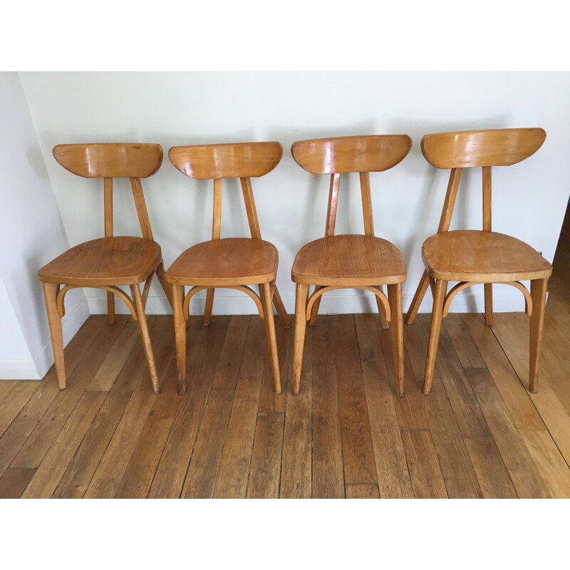 Set of 4 bistrot vintage chairs - 1950s