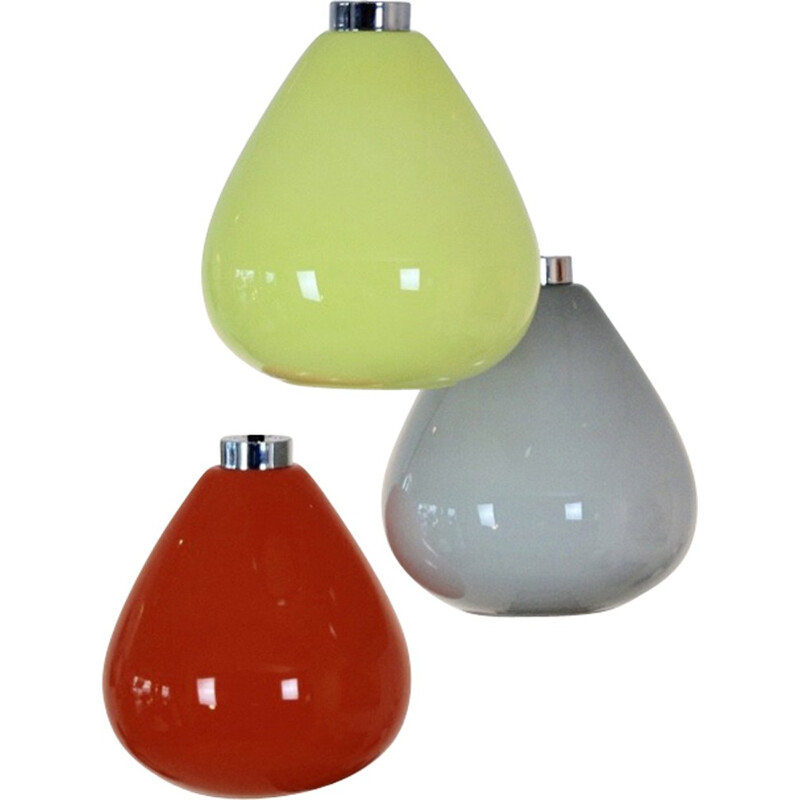 Three Colored Murano Glass Pendant Lamp from Venini - 1970s