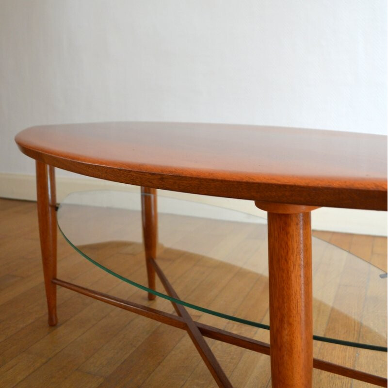 Table basse vintage à double plateaux - 1960