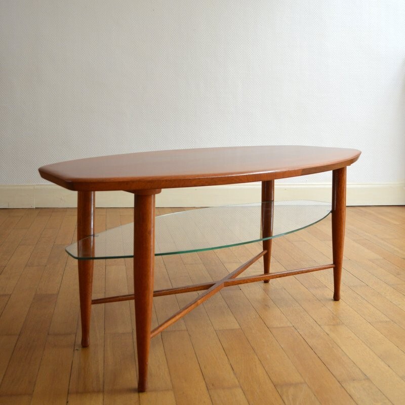 Coffee table vintage with double trays - 1960s