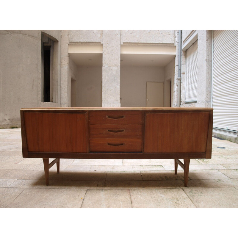 Scandinavian teak sideboard, 2 sliding doors - 1960s