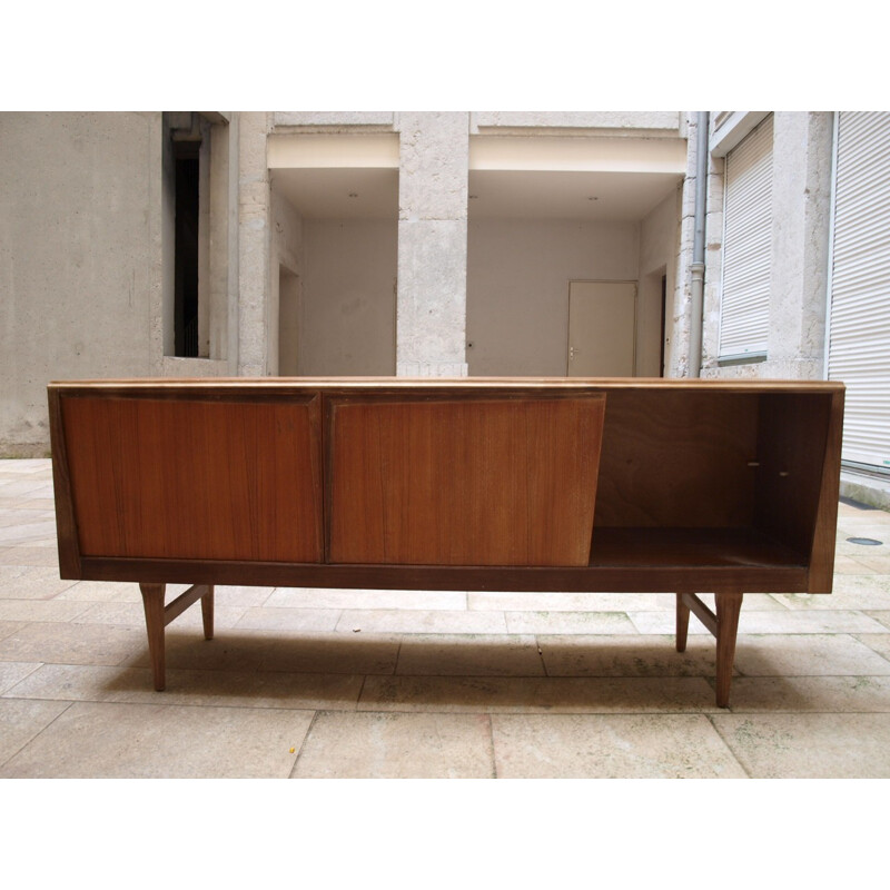 Scandinavian teak sideboard, 2 sliding doors - 1960s