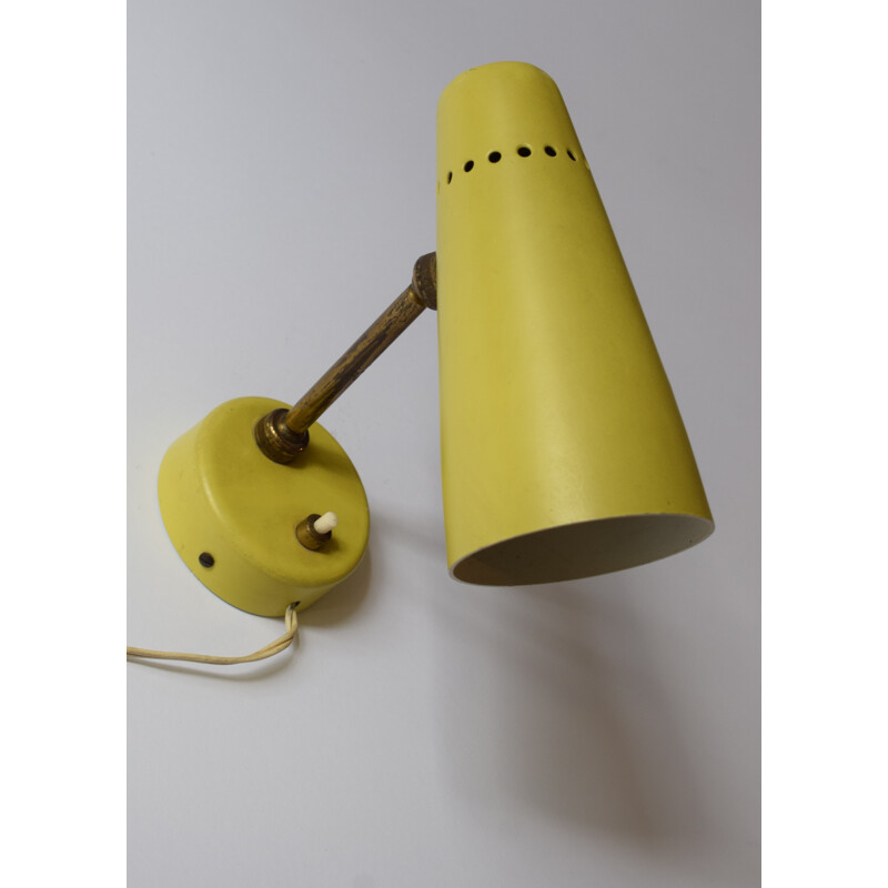 Vintage Yellow "G14" Wall lamp by Pierre Guariche for Disderot - 1950s