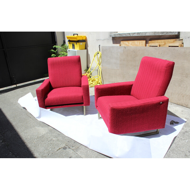 Pair of vintage red armchairs - 1960s