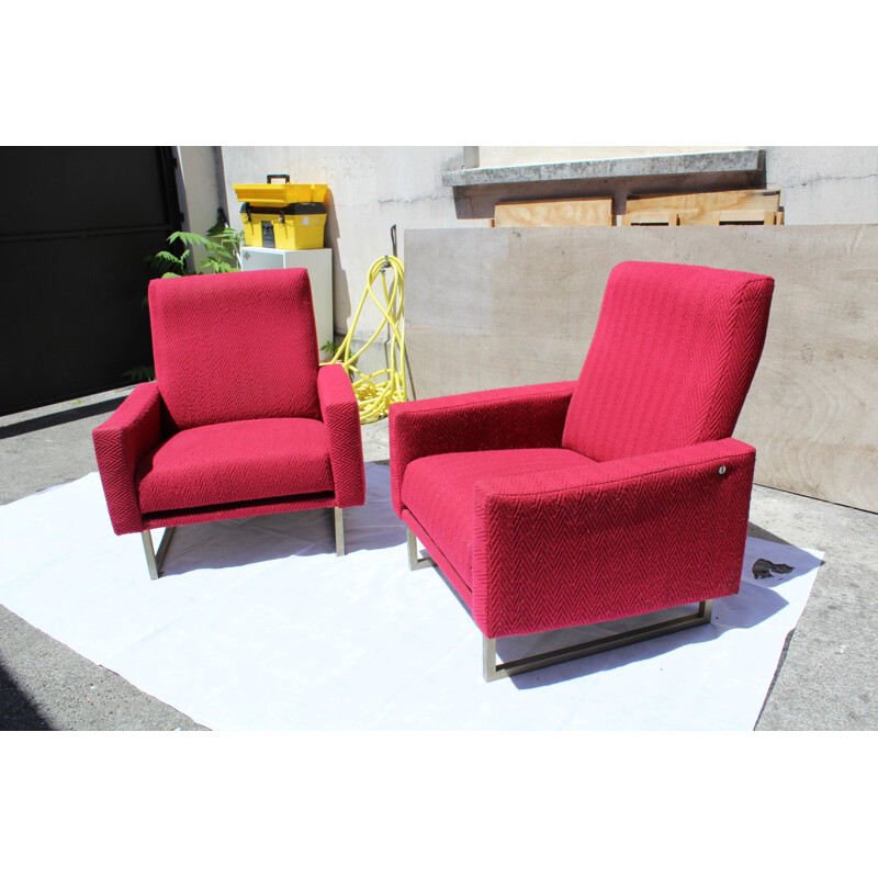 Pair of vintage red armchairs - 1960s