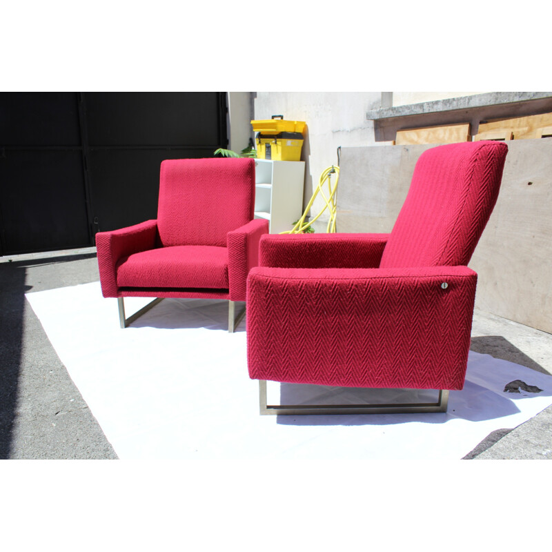 Pair of vintage red armchairs - 1960s