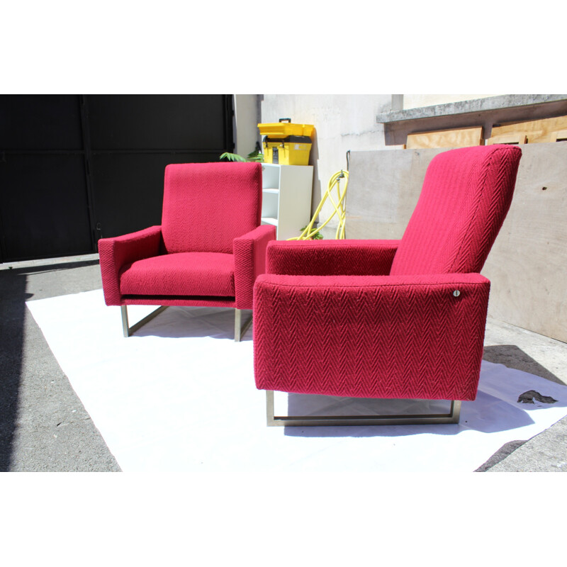 Paire de fauteuils vintage rouges - 1960
