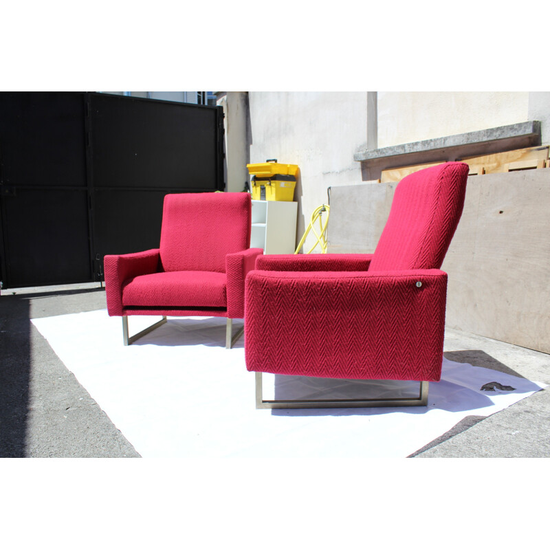 Pair of vintage red armchairs - 1960s