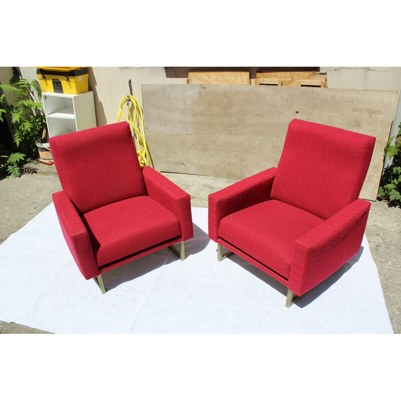 Pair of vintage red armchairs - 1960s