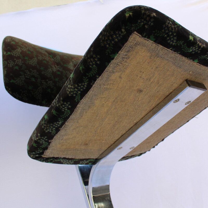 Paire de chaises vintage en acier et tissu marron - 1970