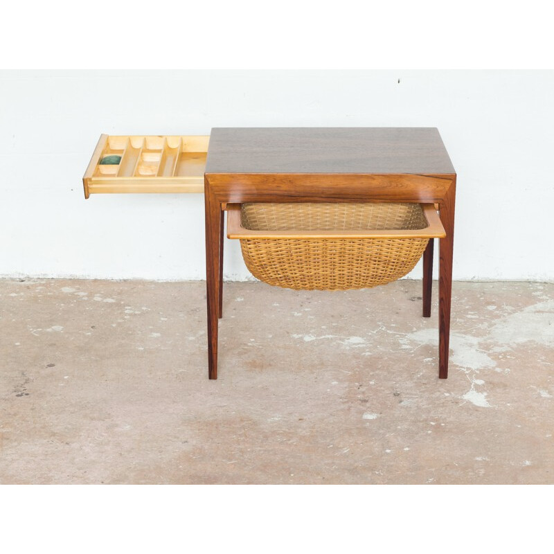 Vintage side table in rosewood by Severin Hansen for Haslev - 1960s