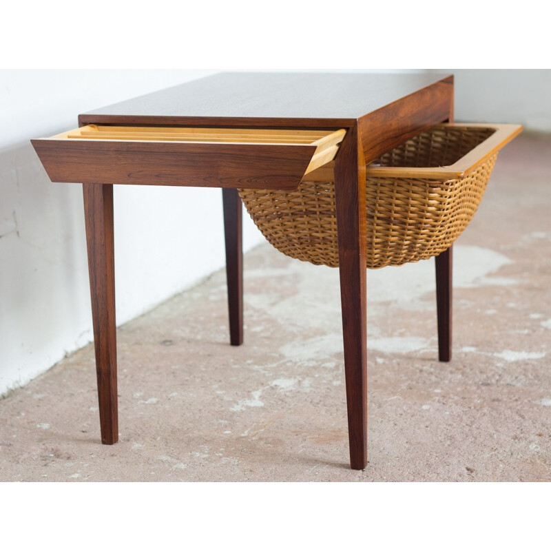 Vintage side table in rosewood by Severin Hansen for Haslev - 1960s