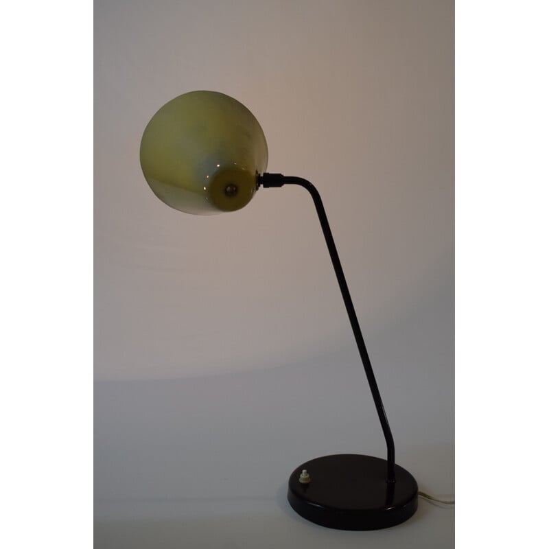 Lampe vintage en métal laqué noir et jaune de Jacques Biny - 1950
