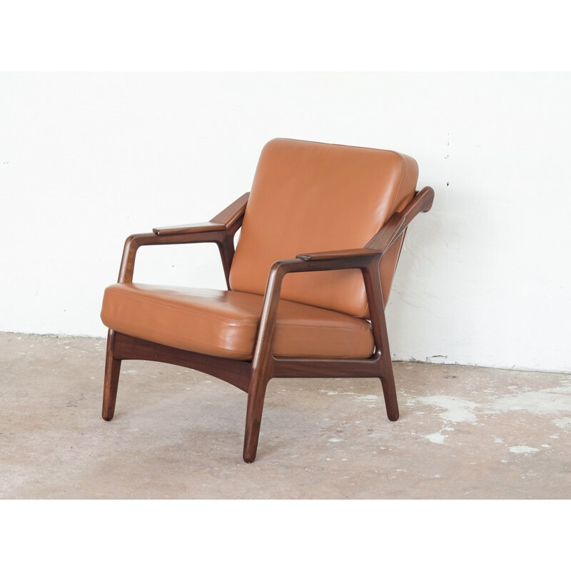 Vintage easy chair in teak and leather by Brockmann Petersen for Randers - 1950s