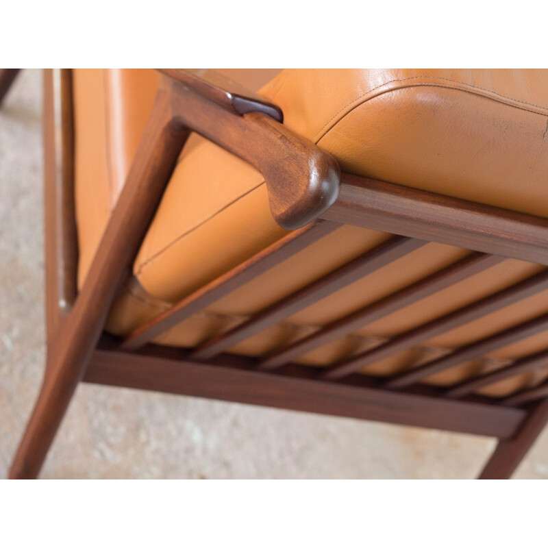 Vintage easy chair in teak and leather by Brockmann Petersen for Randers - 1950s